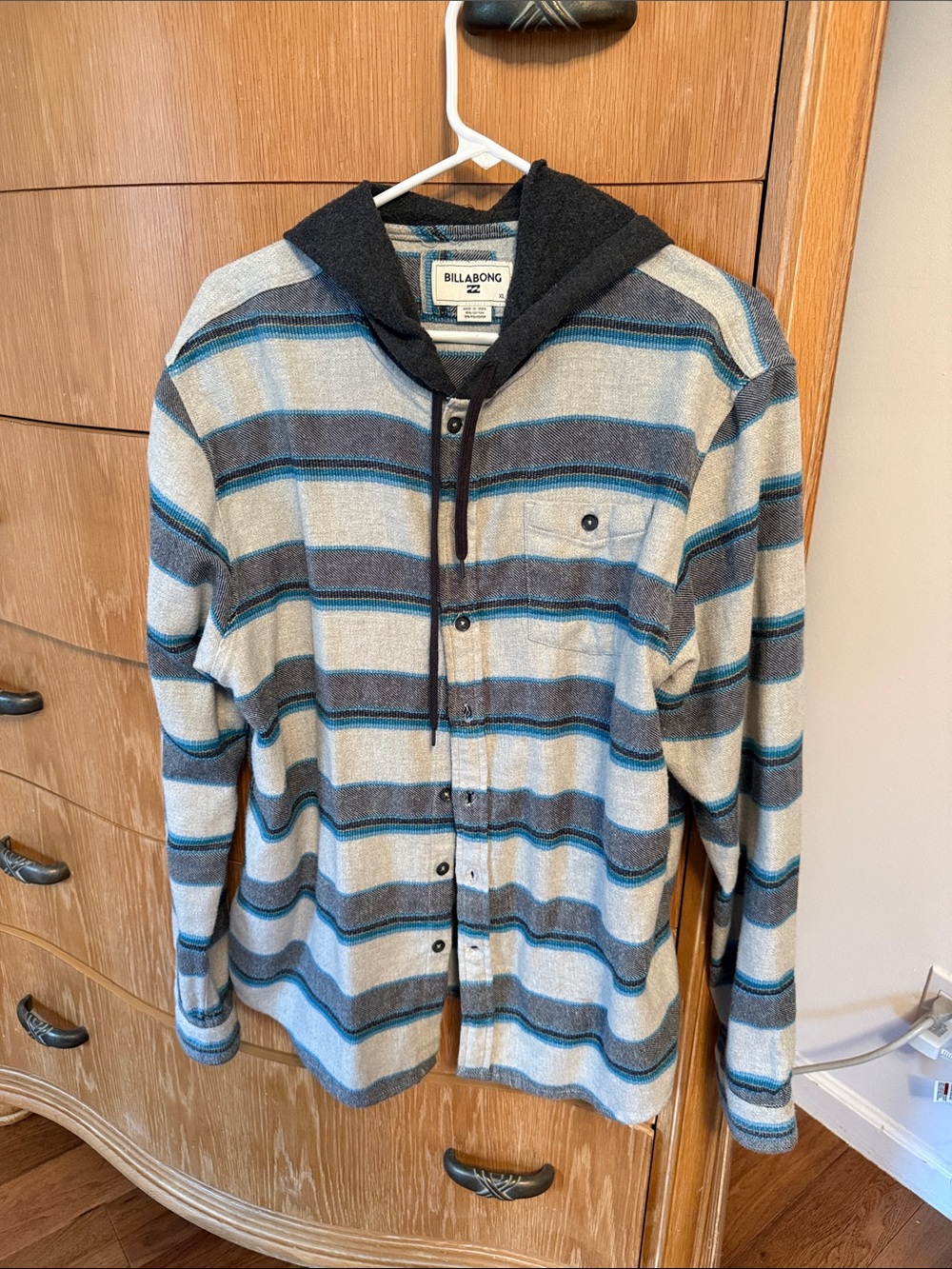 Billabong Men's Striped Zip-Up Hoodie Jacket - Gray, Blue, Black